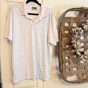PGA Tour White & Light Blue Striped Polo Shirt